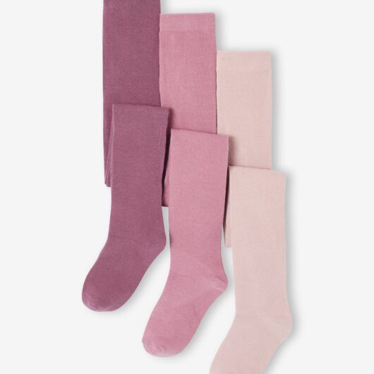 Pack of 3 Pairs of Tights for Girls old rose