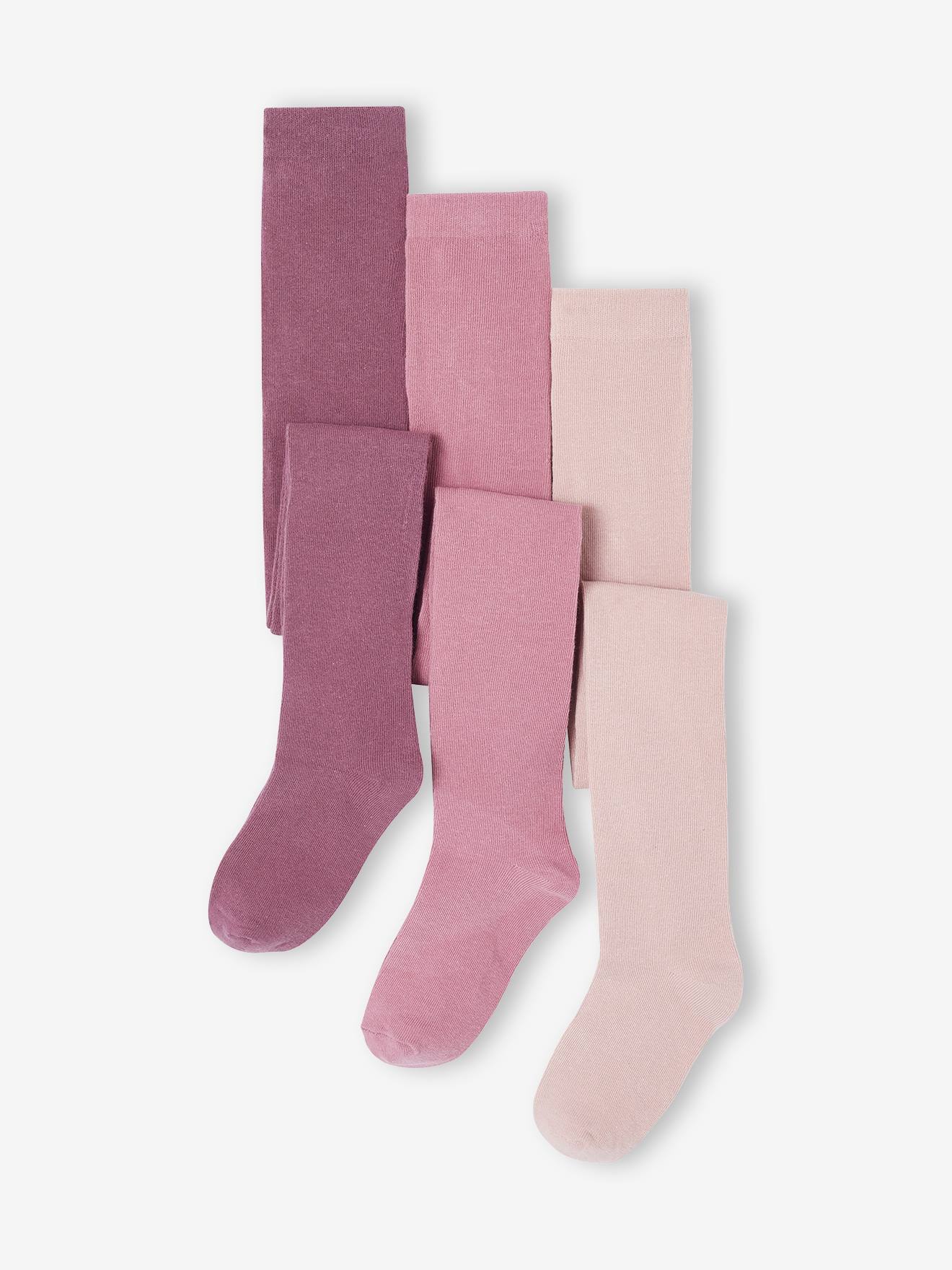 Pack of 3 Pairs of Tights for Girls old rose