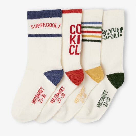 Pack of 4 Pairs of Sports Socks for Boys ecru