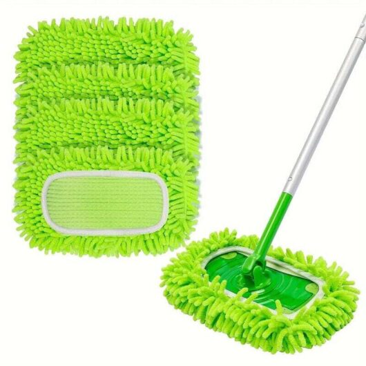 Pack of 4 washable microfiber cloths compatible with Swiffer Sweeper, super absorbent knitted mop refills