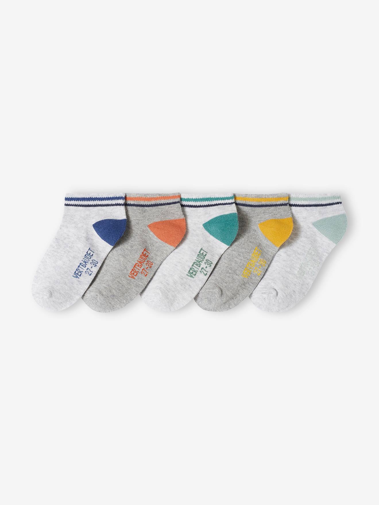 Pack of 5 Pairs of BASICS Quarter Socks for Boys marl grey
