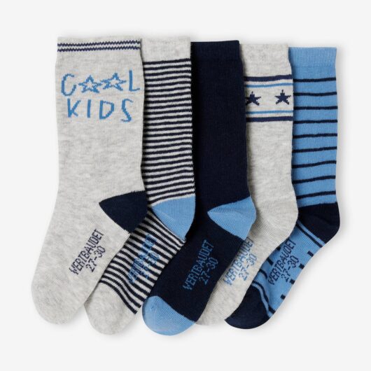Pack of 5 Pairs of "Cool Kids" Socks for Boys azure
