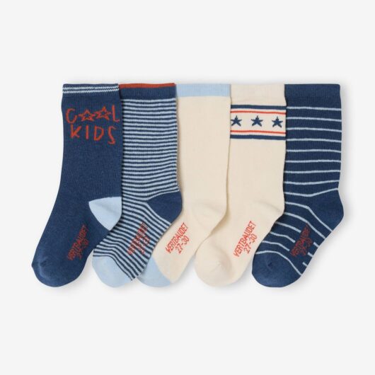 Pack of 5 Pairs of "Cool Kids" Socks for Boys indigo