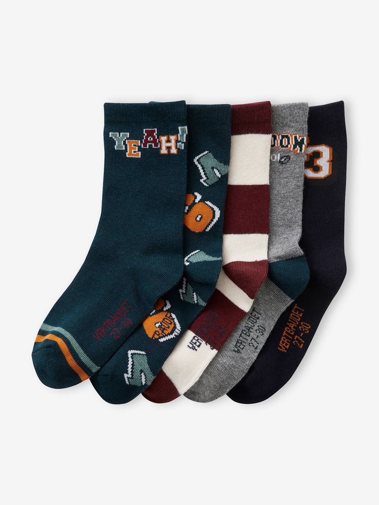Pack of 5 Pairs of Socks for Boys fir green