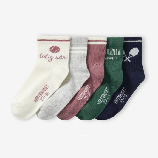 Pack of 5 Pairs of Sports Socks for Girls marl grey