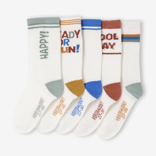 Pack of 5 pairs of "Cool" socks for boys ecru