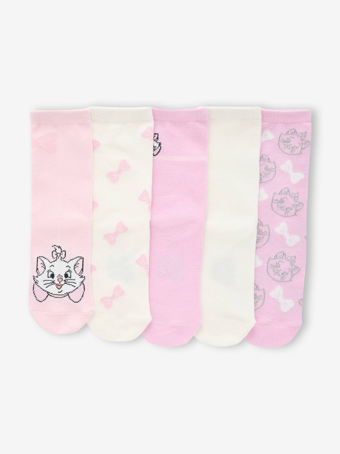 Pack of 5 pairs of DISNEY ANIMALS Marie the Aristocats girls' socks rose