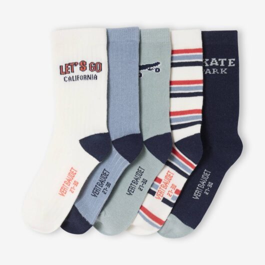 Pack of 5 pairs of "Skate" socks for boys ecru