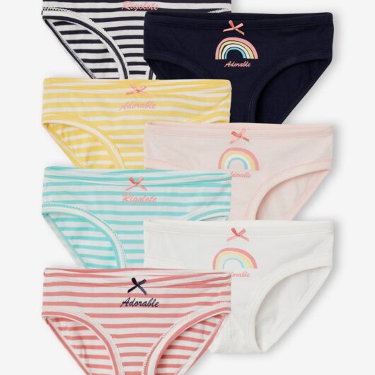 Pack of 7 Briefs for Girls white light all over printed