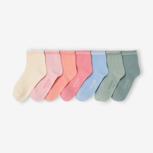 Pack of 7 Pairs of Socks for Girls dusky pink