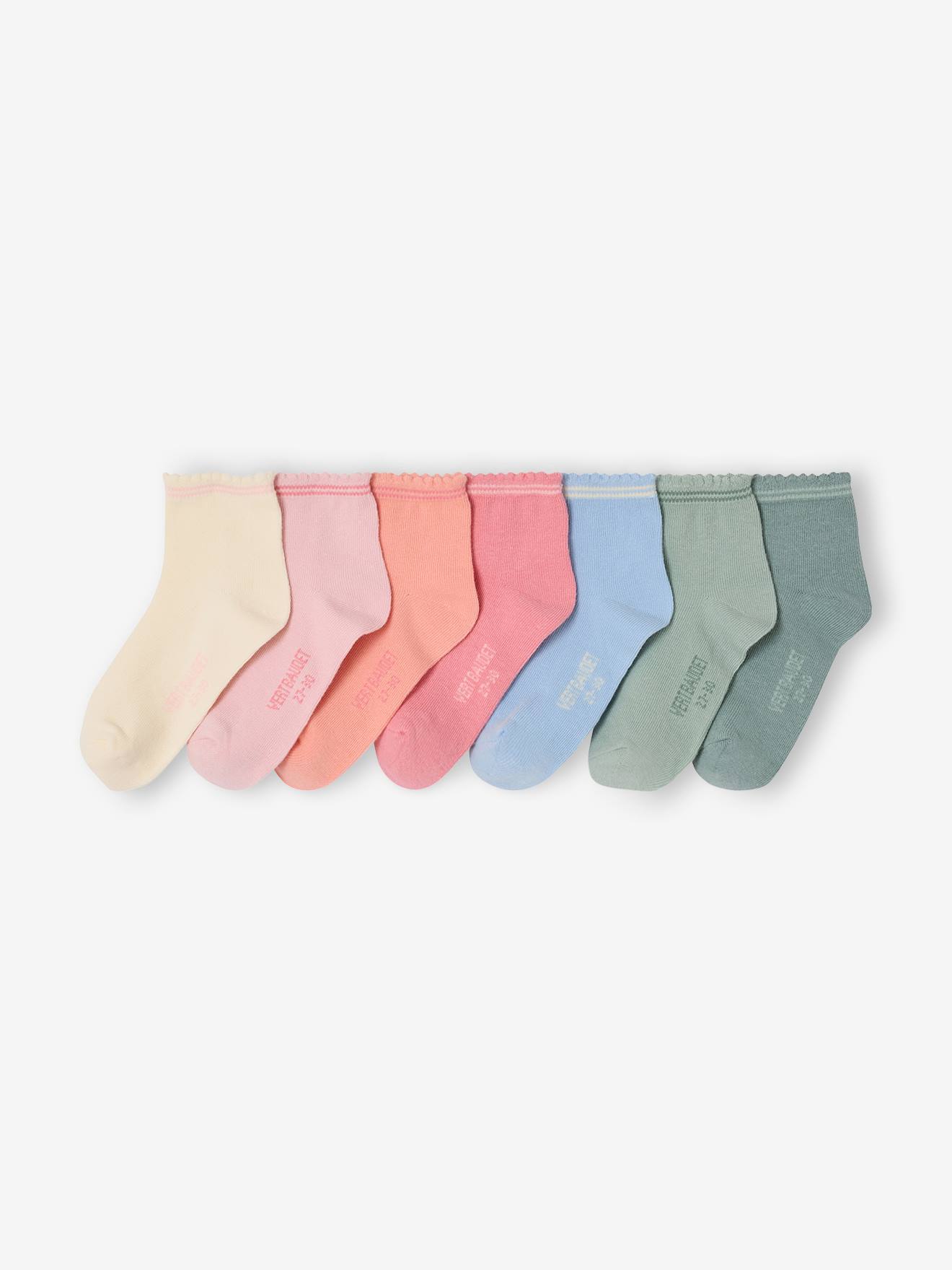 Pack of 7 Pairs of Socks for Girls dusky pink