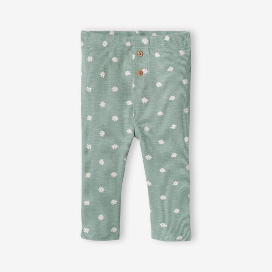 Plain Rib Knit Leggings for Babies sage green