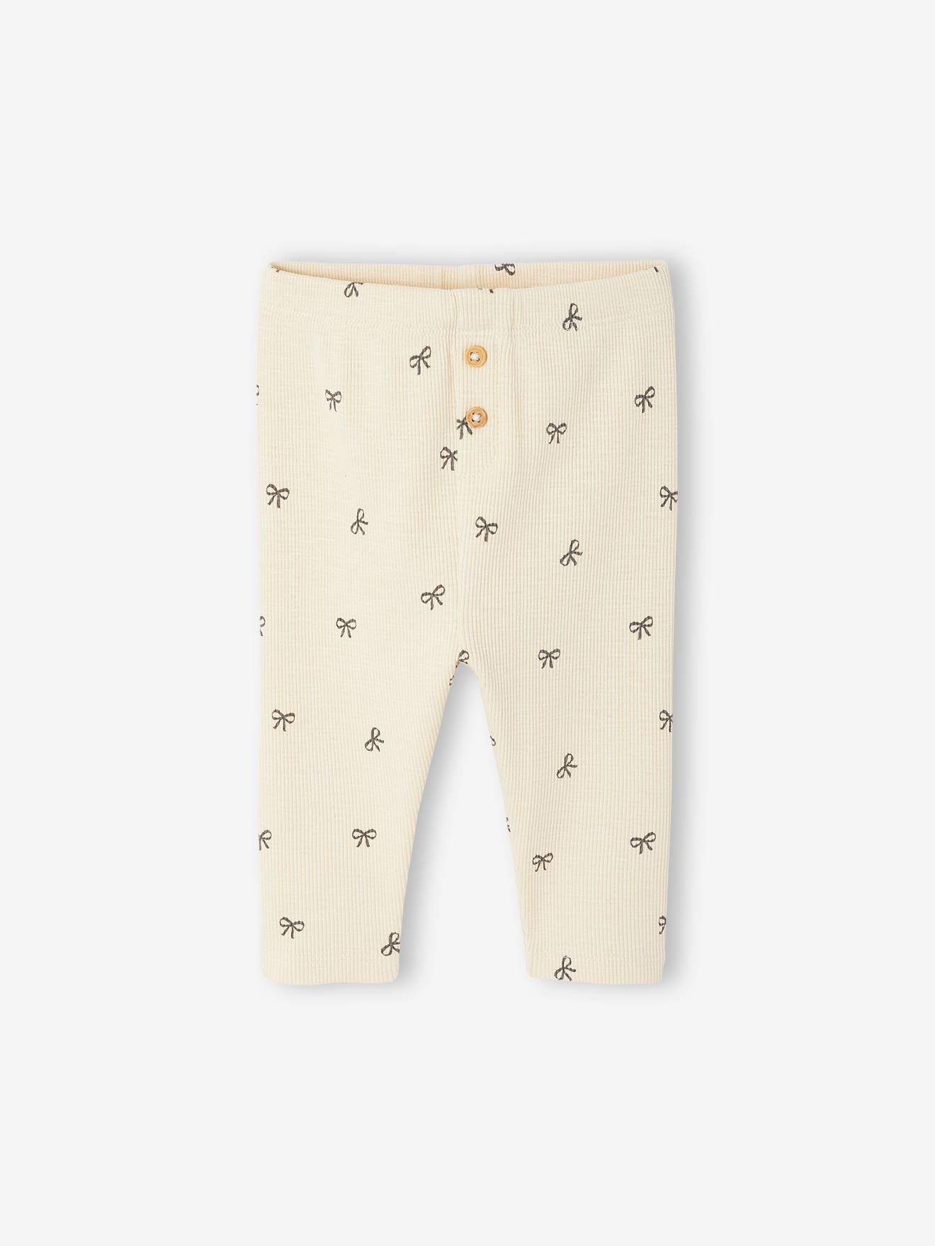 Plain Rib Knit Leggings for Babies vanilla
