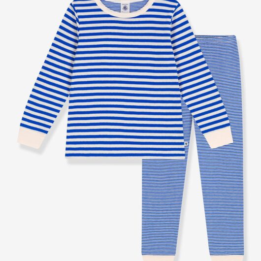 Pyjamas in Tube Knit Fabric, for Children, PETIT BATEAU blue