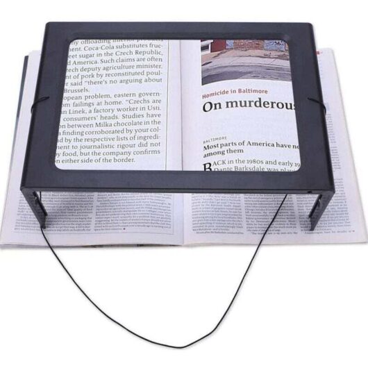 Reading Magnifier with 4 Illuminated LEDs, for the Visually Impaired, Elderly, and Sewing, 270x205x110mm