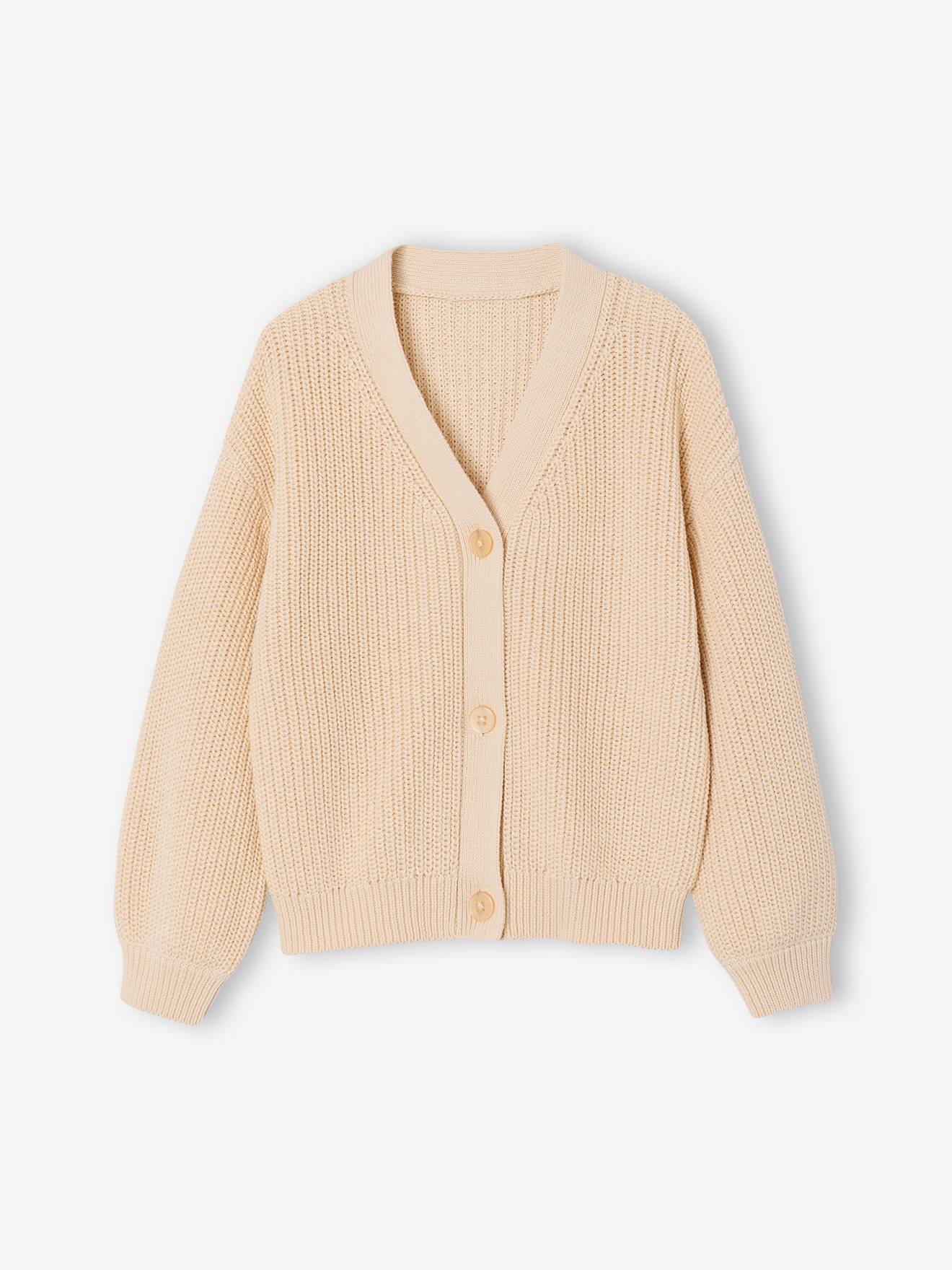 Rib Knit Cardigan for Girls vanilla