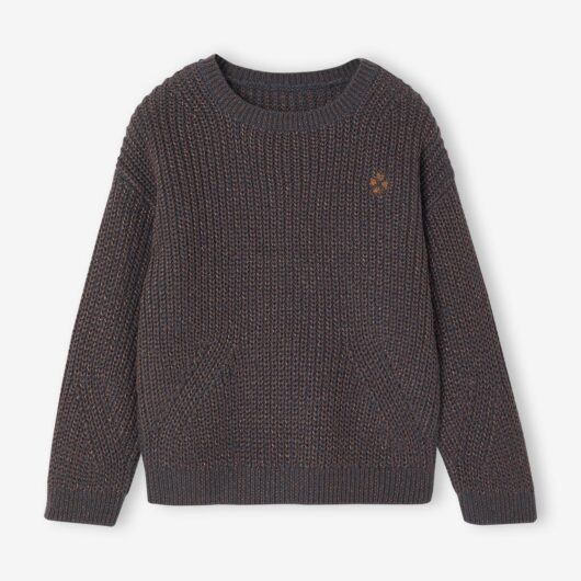 Rib Knit Jumper with Iridescent Patch, for Girls anthracite