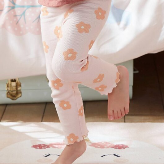 Rib Knit Leggings, for Girls pale pink