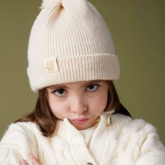 Rib Knit Set: Beanie + Scarf + Mittens/Fingerless Gloves marl beige