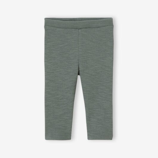 Ribbed Knit Leggings for Babies green