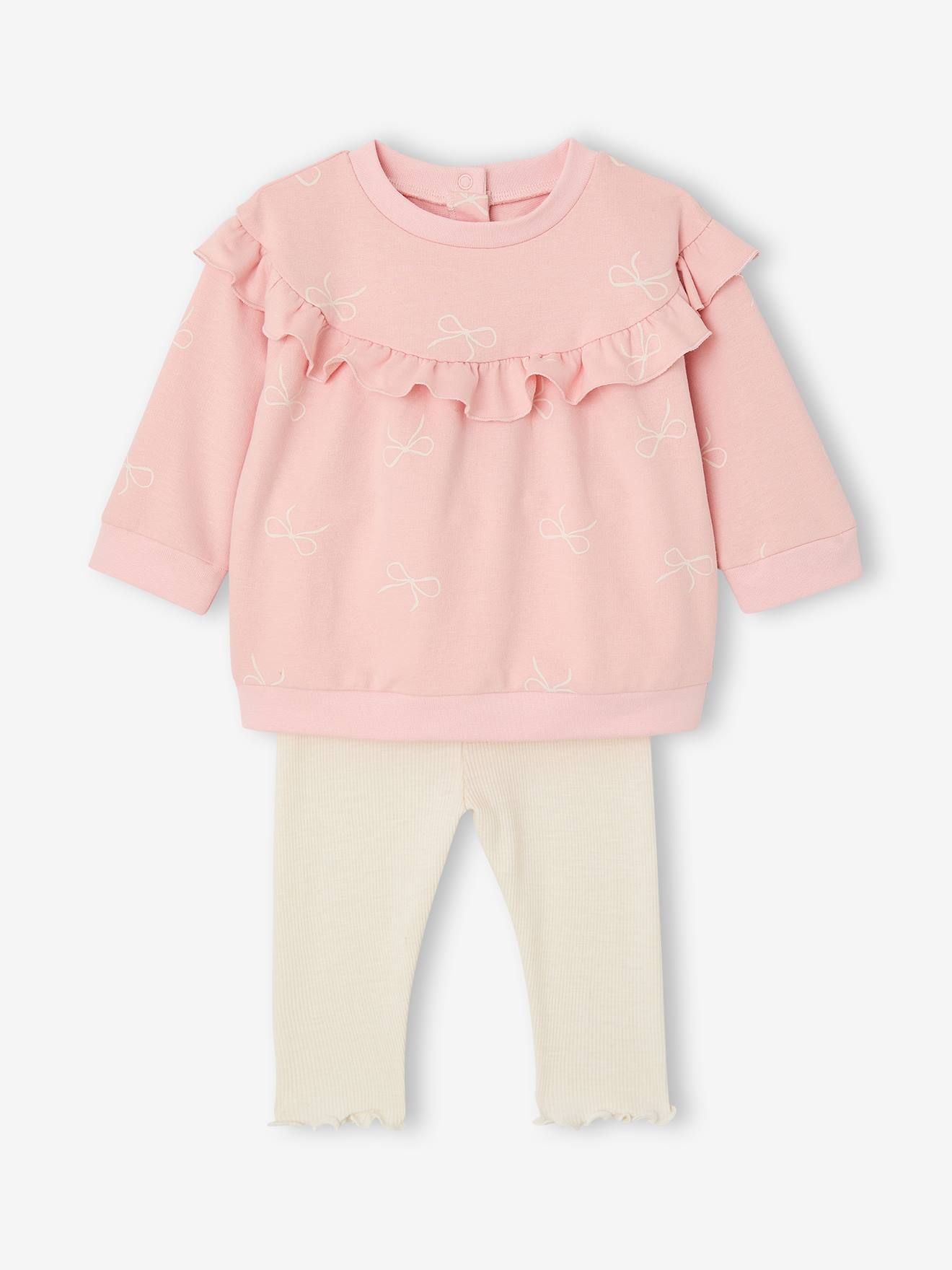 Ruffled Sweatshirt + Leggings Combo for Babies rose