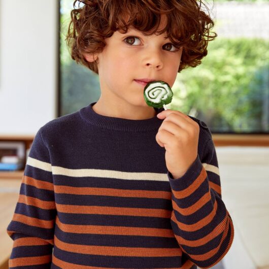 Sailor-Style Striped Jumper for Boys brown medium striped