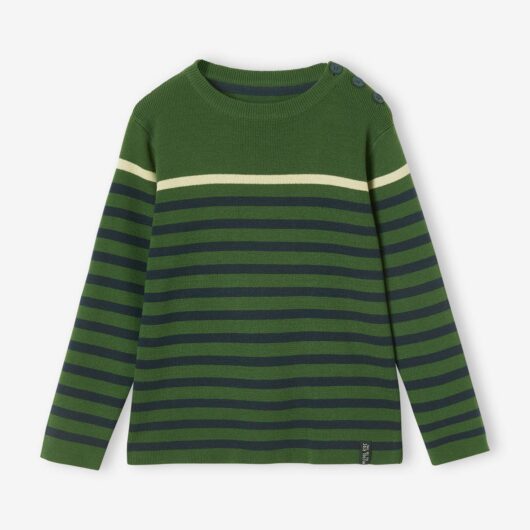 Sailor-Style Striped Jumper for Boys green