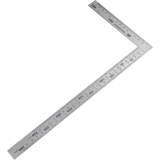 Sewing Square and Ruler, Carpenter's Square, Stainless Steel Metal Carpenter's Square, 150×300mm Square, 1.2mm Thick, 90 Degree Right Angle,