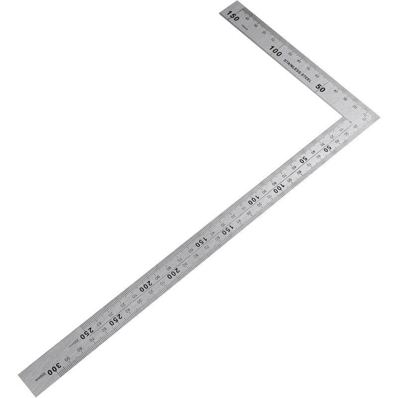 Sewing Square and Ruler, Carpenter's Square, Stainless Steel Metal Carpenter's Square, 150×300mm Square, 1.2mm Thick, 90 Degree Right Angle,