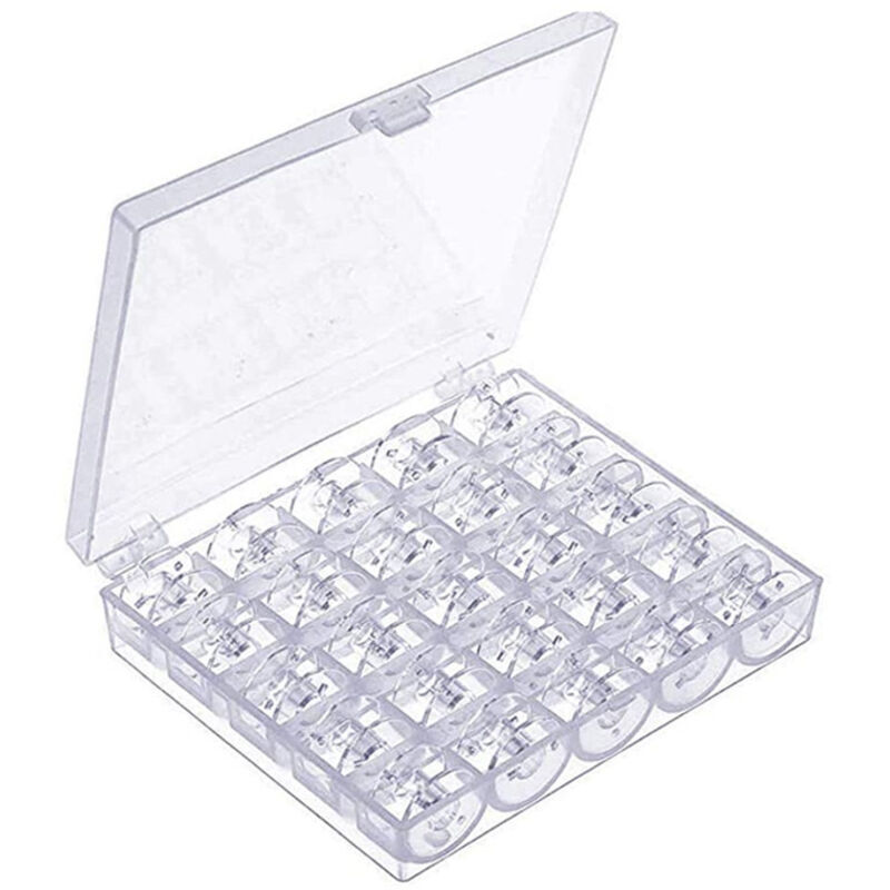 Sewing machine bobbins, plastic bobbins for sewing machines, universal transparent bobbins with bobbin case, sewing machine accessories (25 PCS,