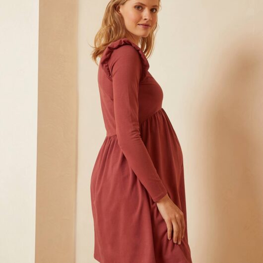 Short Jersey Knit Dress, Maternity & Nursing Special red
