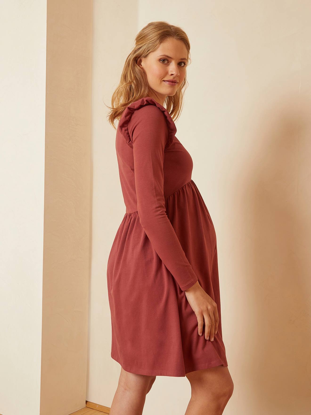Short Jersey Knit Dress, Maternity & Nursing Special red