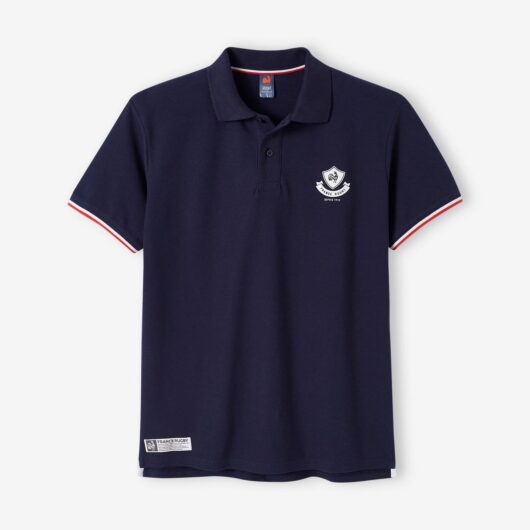 Short Sleeve France Rugby® Polo Shirt for Adults navy blue