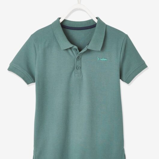 Short Sleeve Polo Shirt, Embroidery on the Chest, for Boys green