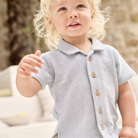 Short-Sleeved Shirt for Babies grey blue