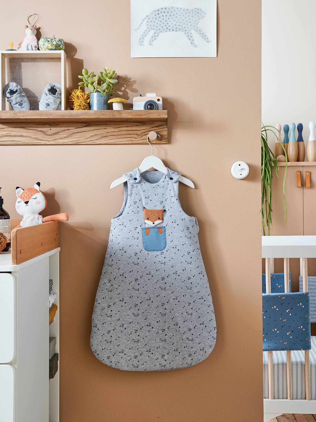 Sleeveless Baby Sleep Bag, Fox grey