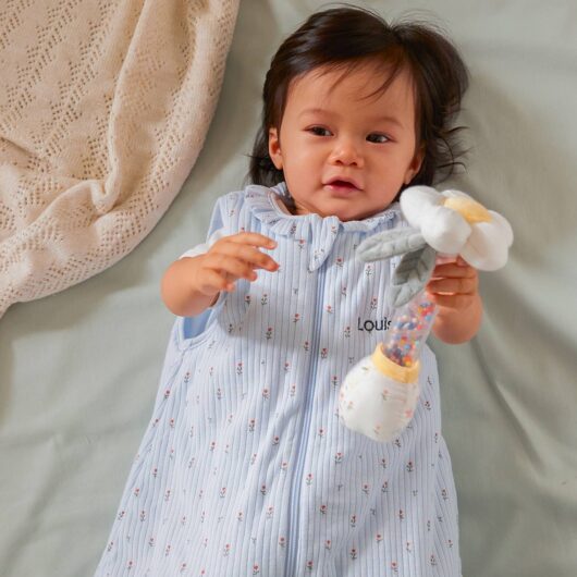 Sleeveless Baby Sleeping Bag with Central Opening, Giverny lavender