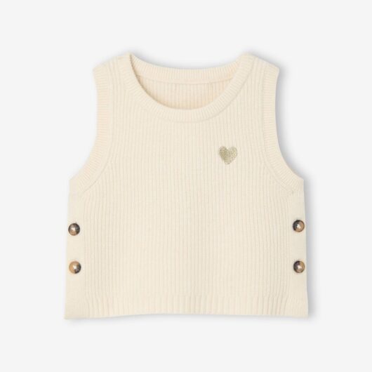 Sleeveless jumper for babies ecru