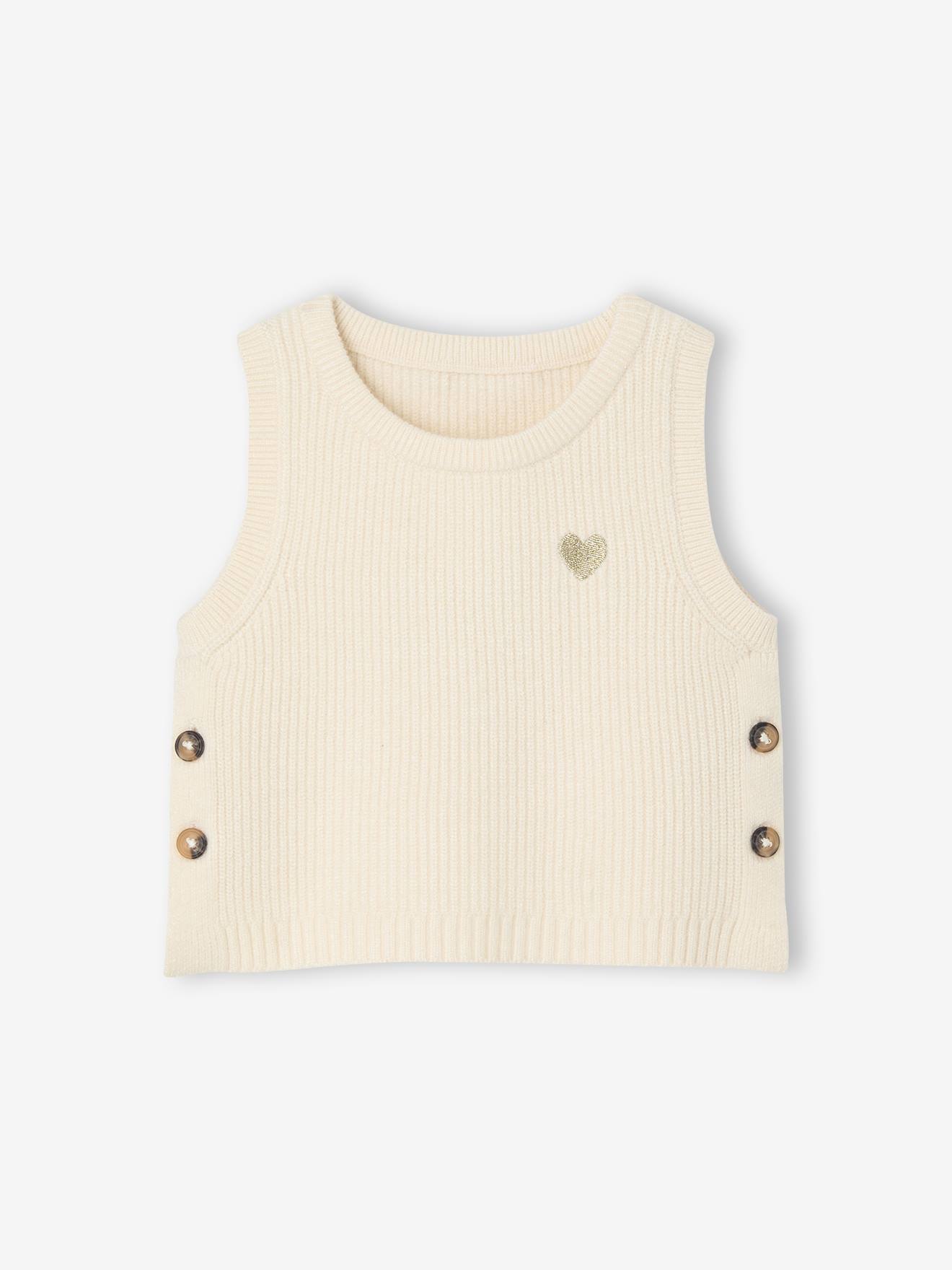 Sleeveless jumper for babies ecru