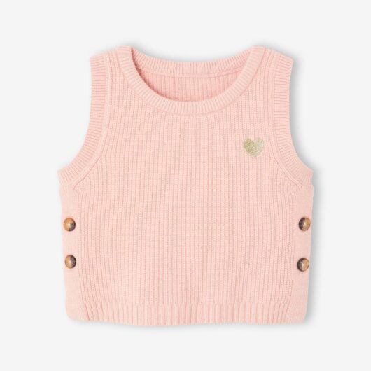 Sleeveless jumper for babies rosy