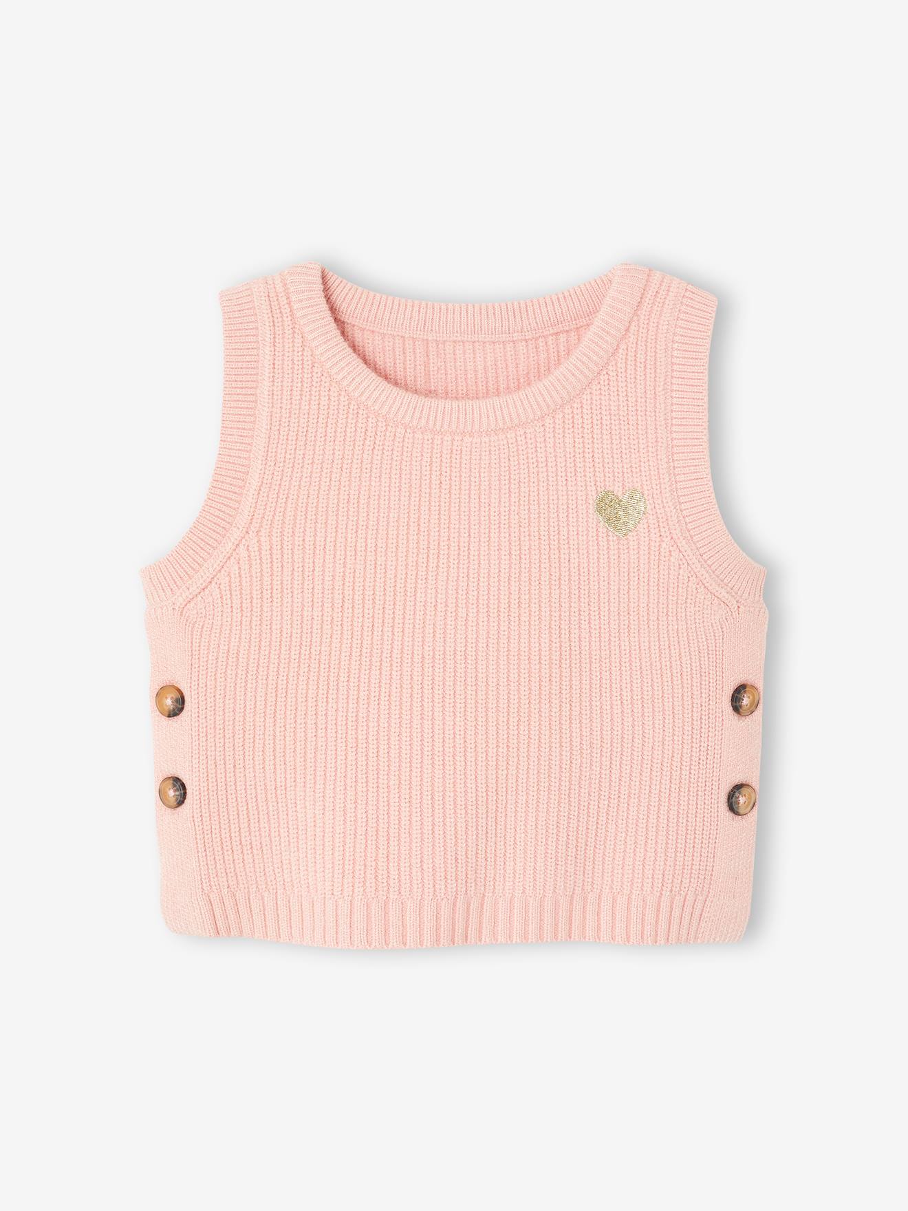 Sleeveless jumper for babies rosy