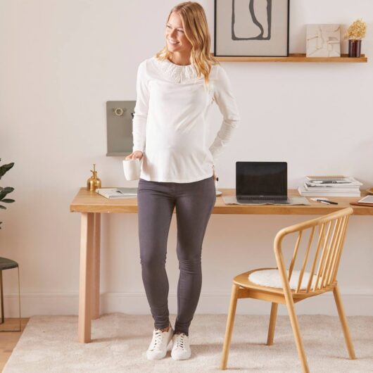 Slim Leg Jeans for Maternity, Inside Leg 69 cm grey dark solid