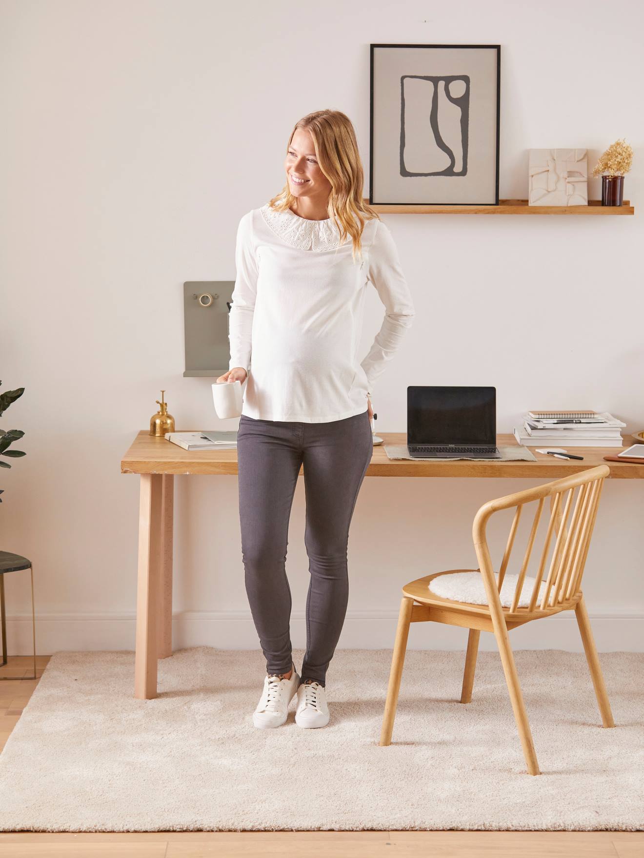 Slim Leg Jeans for Maternity, Inside Leg 69 cm grey dark solid