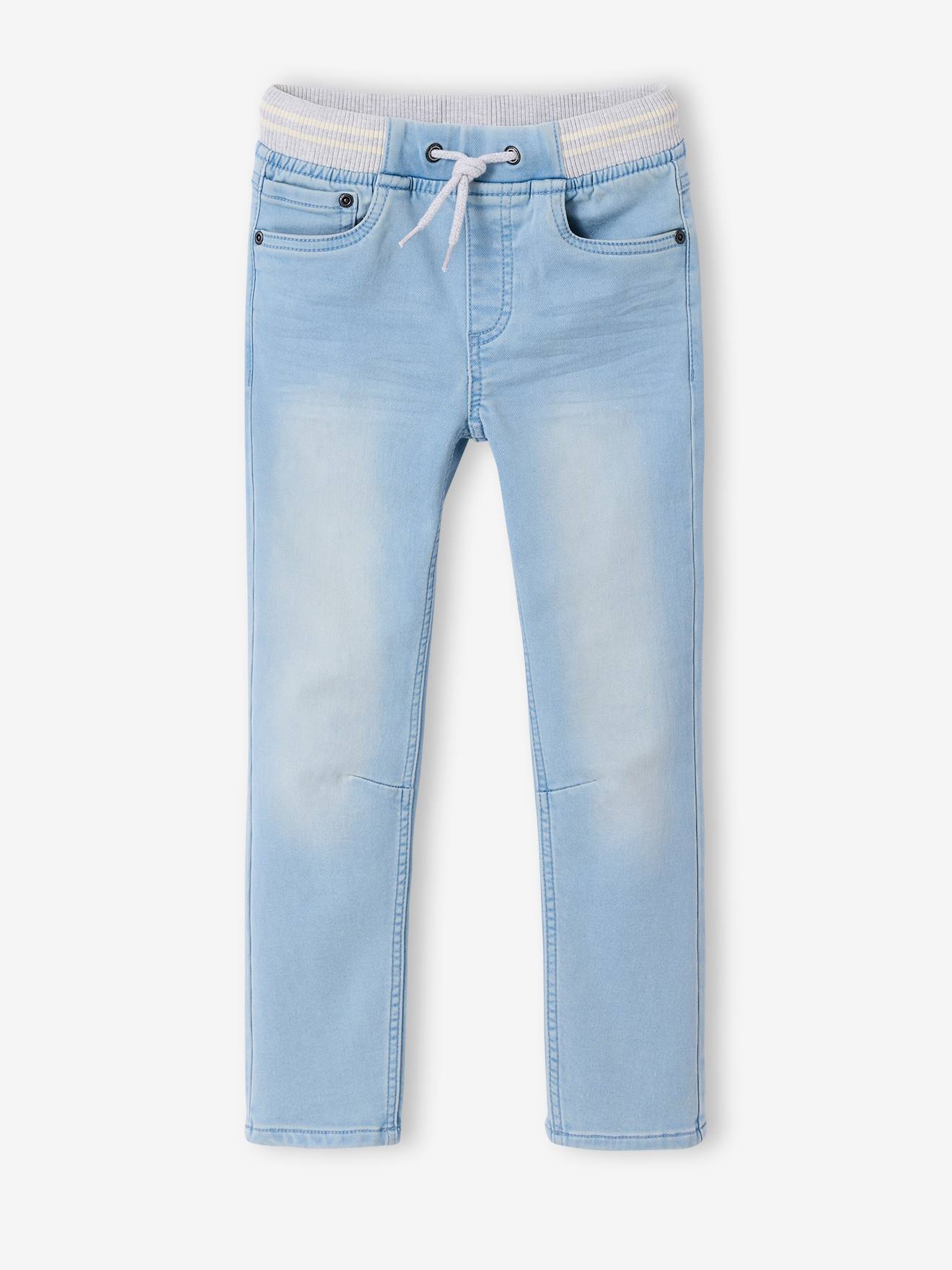 Straight Cut Denim-Effect Fleece Trousers, for Boys bleached denim