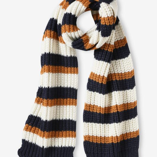Striped Scarf for Boys navy blue