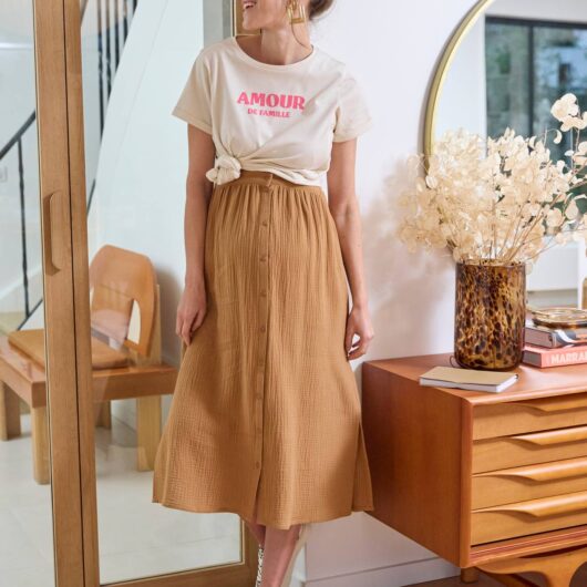 T-Shirt with Message, in Organic Cotton, Maternity & Nursing Special ecru