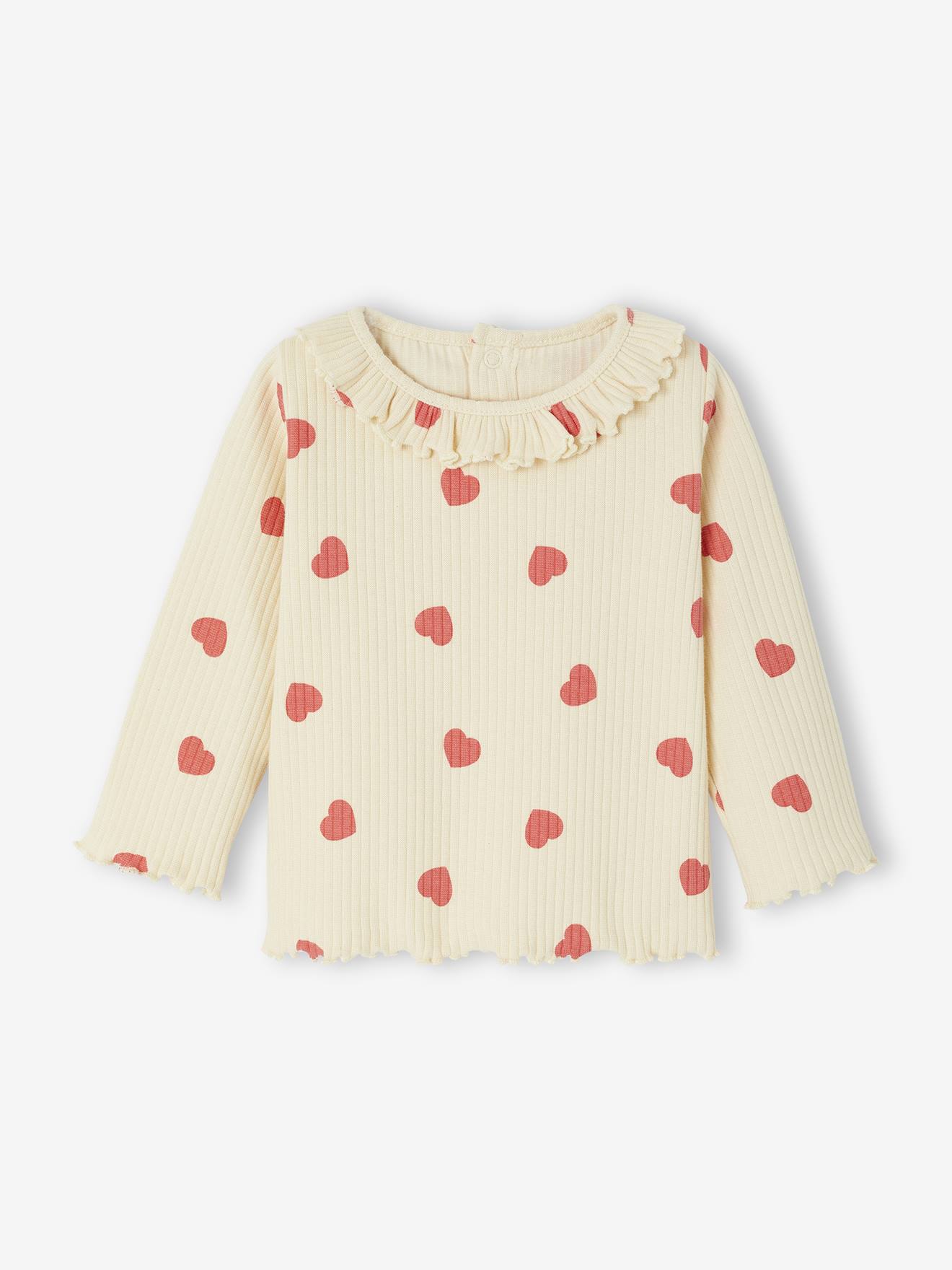 T-shirt for babies printed with little hearts vanilla