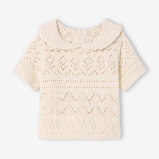 Top with Crochet Sleeves, for Babies vanilla
