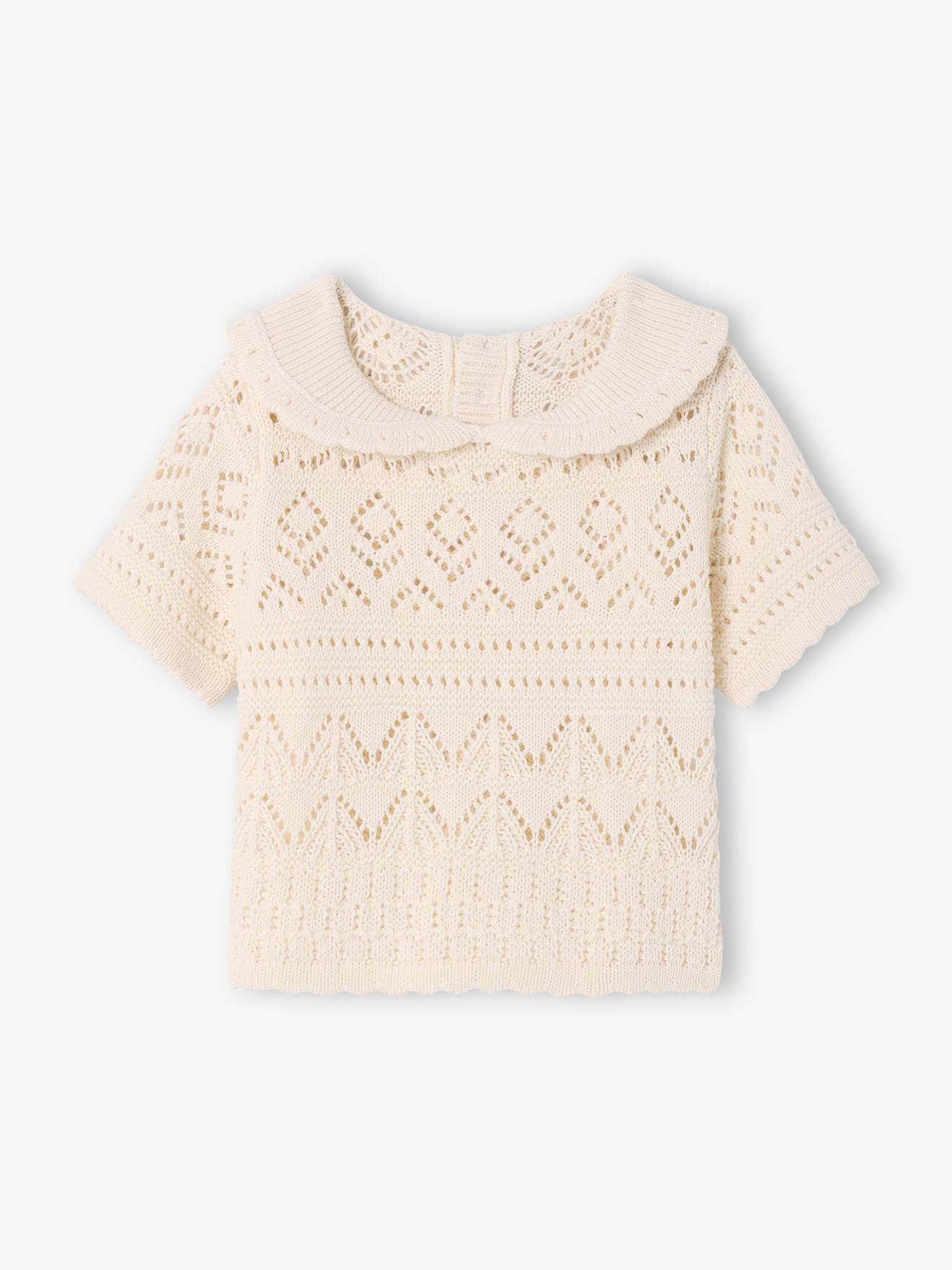 Top with Crochet Sleeves, for Babies vanilla