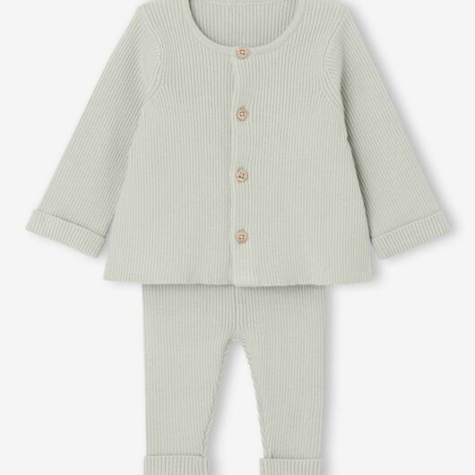 Unisex Combo: Jersey Knit Top & Trousers for Babies aqua green